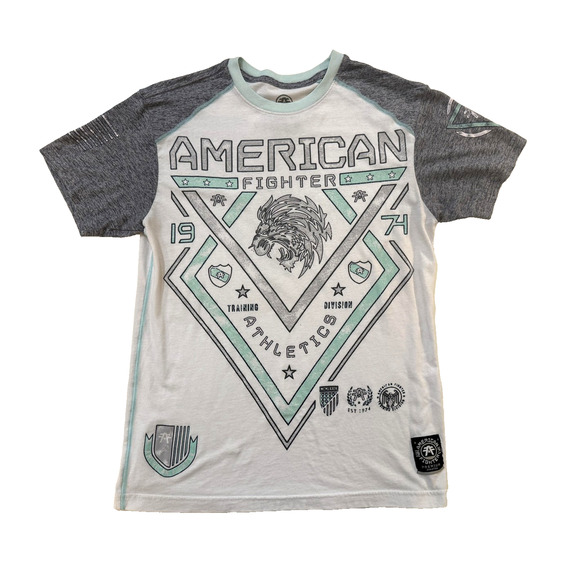 American Fighter Shirt Mens Medium White Raglan Athletic Y2K Streetwear Fader - Picture 2 of 9